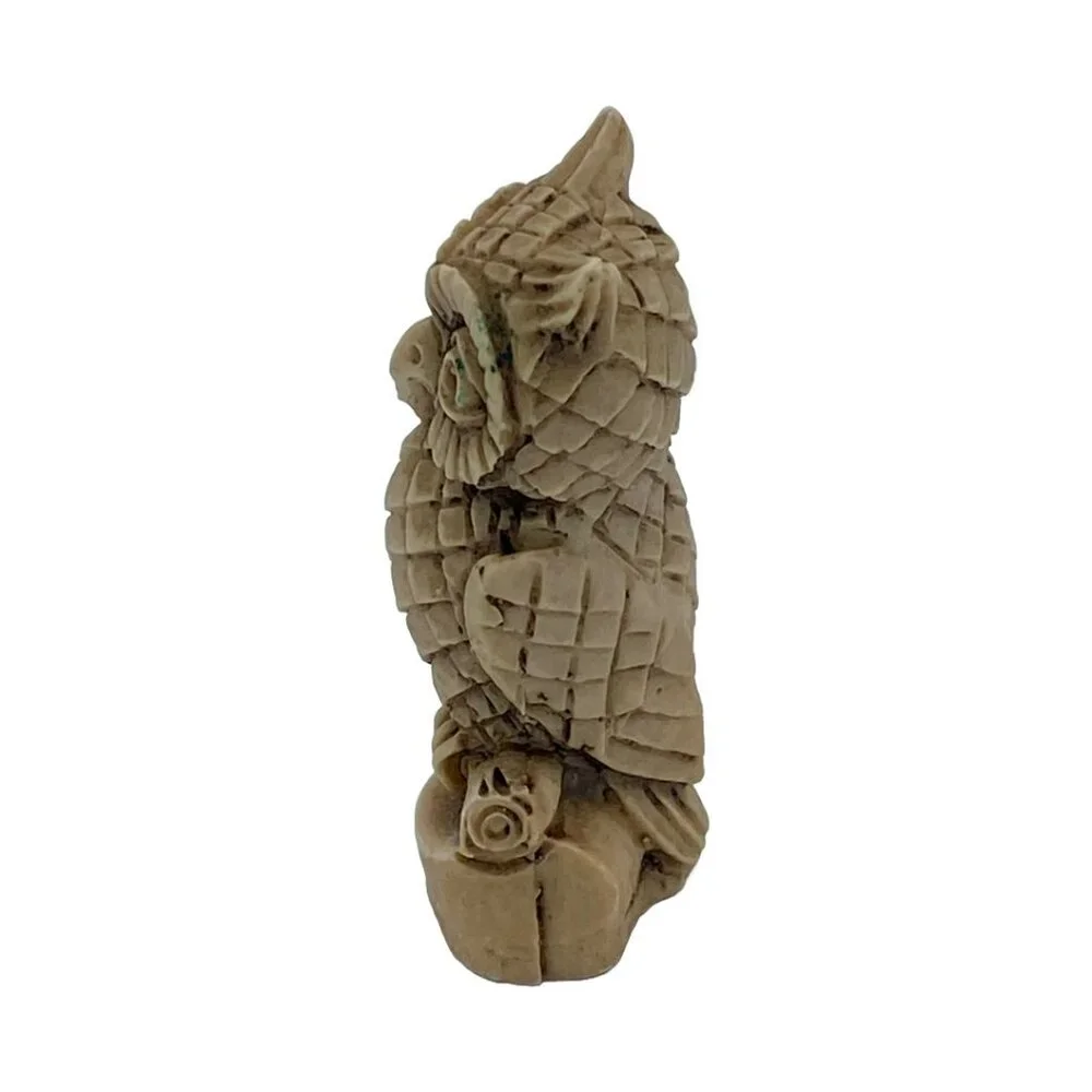 Carved Natural Stone Owl Figurine Handmade in Mexico (?) Collectable Miniature - Picture 7 of 12